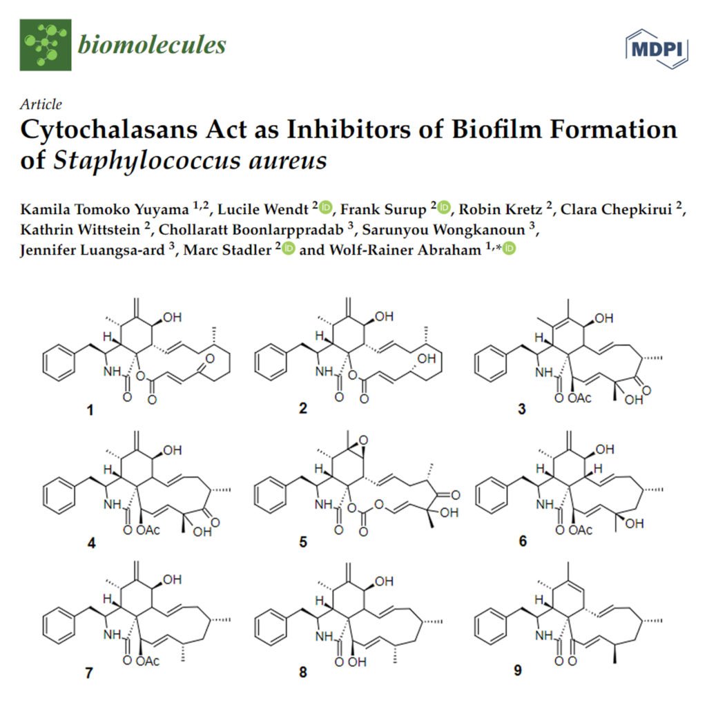 Cytochalasans Act as Inhibitors of Biofilm Formation of Staphylococcus aureus