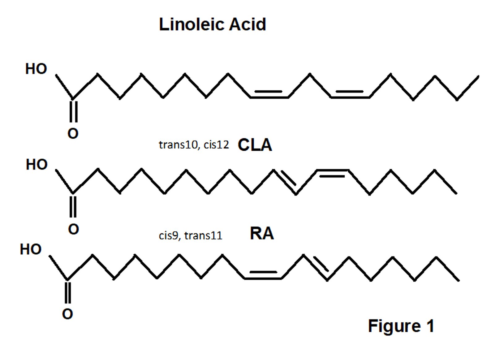 Conjugated linoleic acid CLA and Rumenic Acid RA