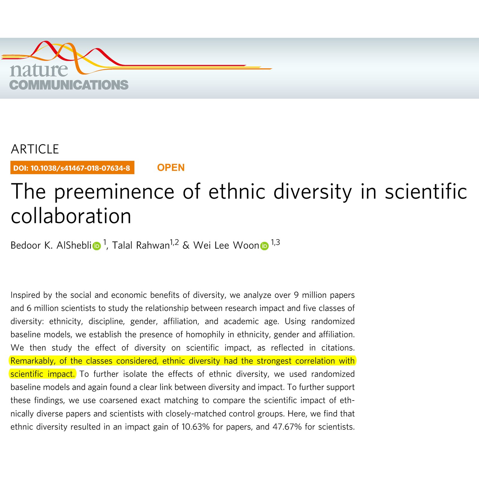 The preeminence of ethnic diversity in scientific